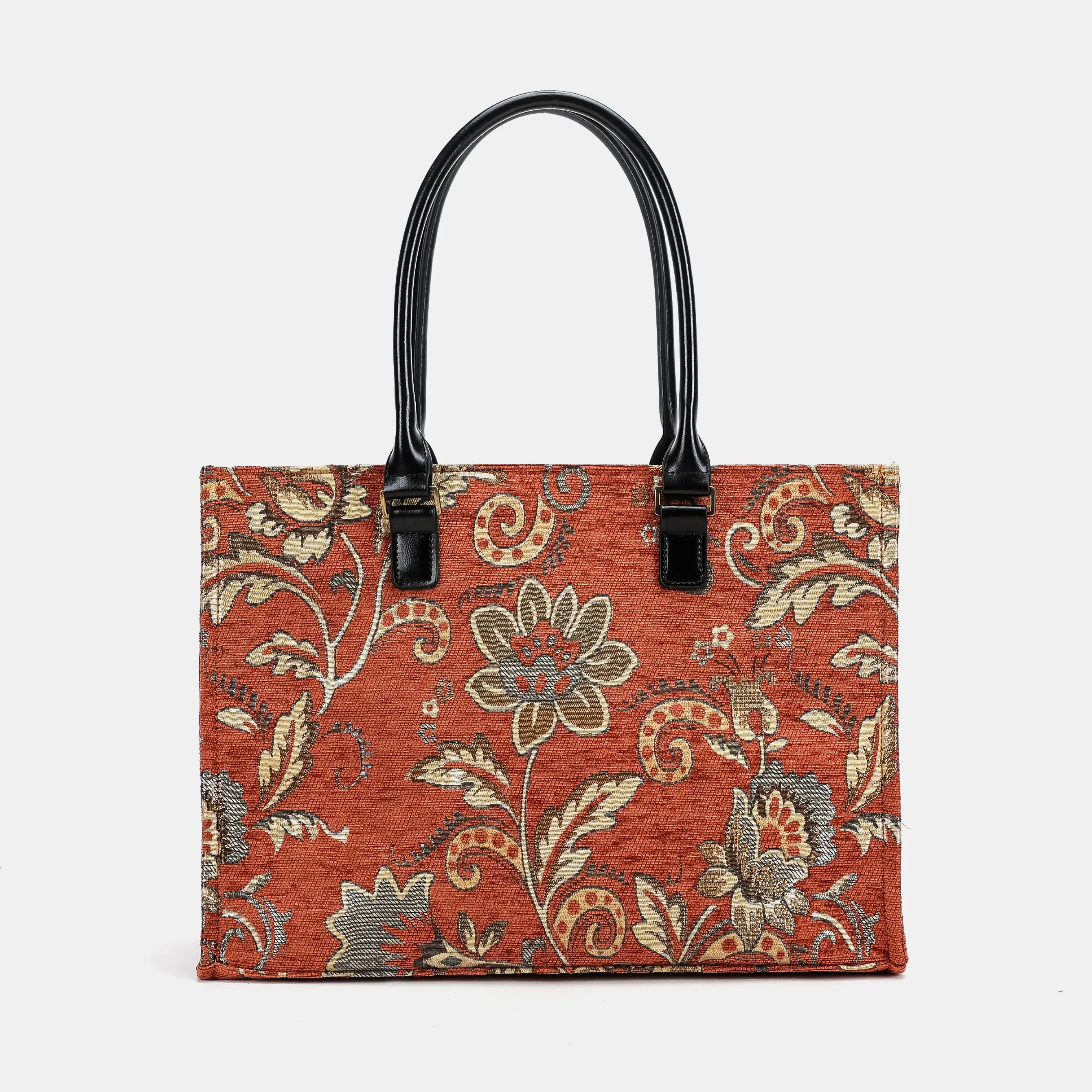 Floral Paisley Orange Laptop Work Tote