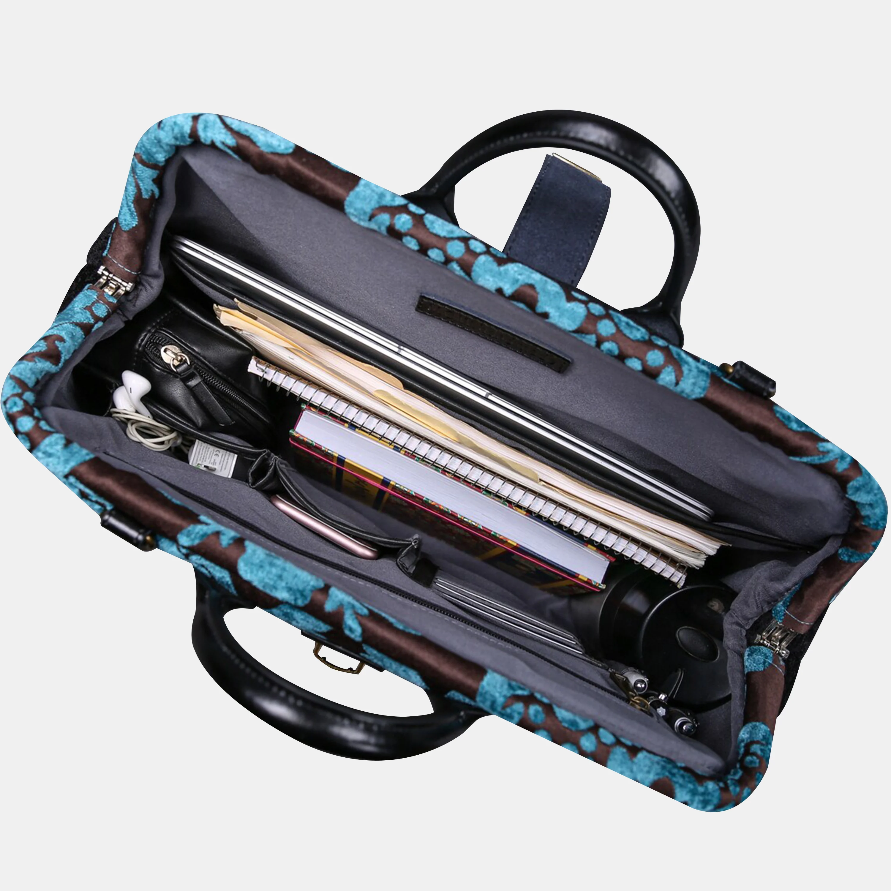 Luxury Damask Blue Laptop Work Bag