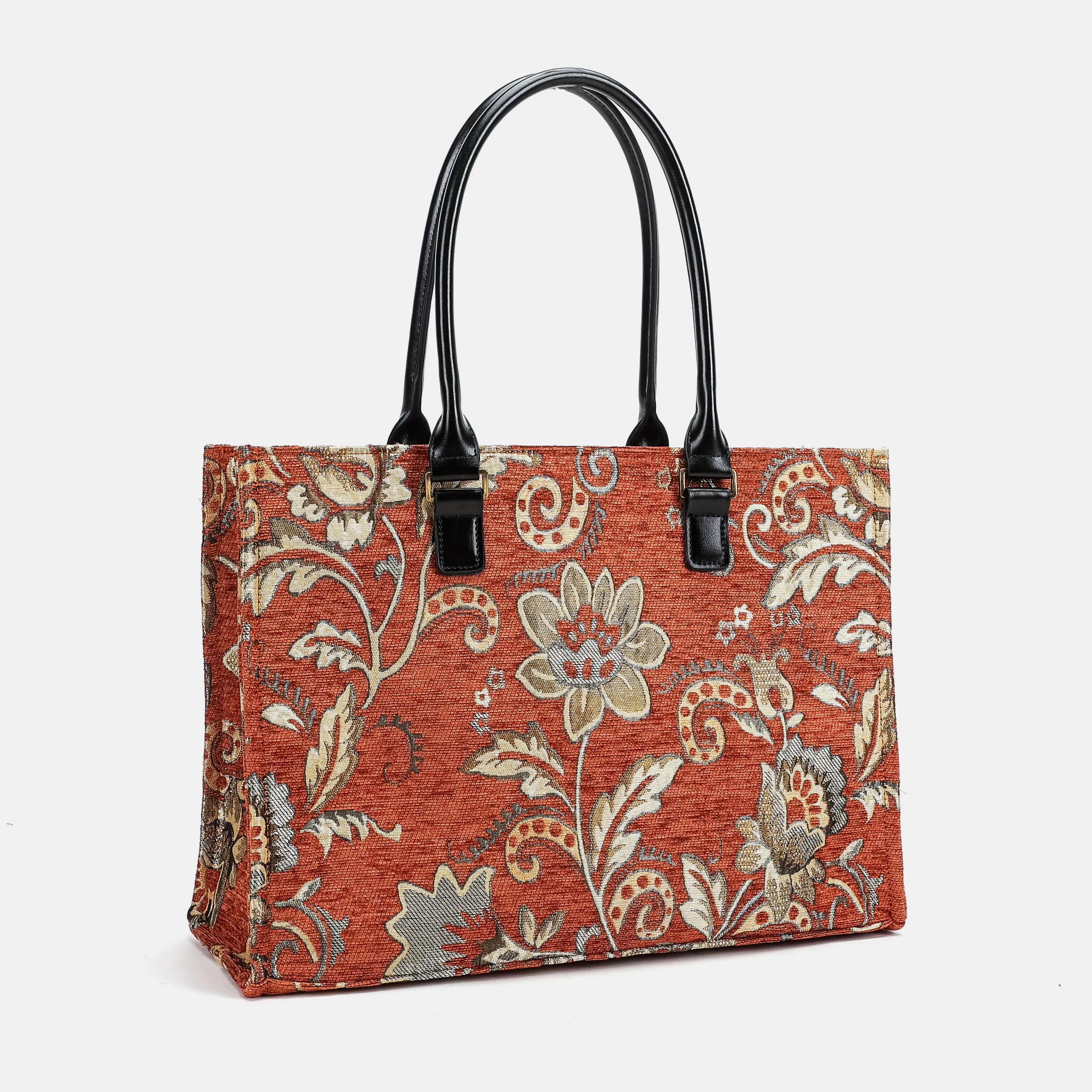 Floral Paisley Orange Laptop Work Tote