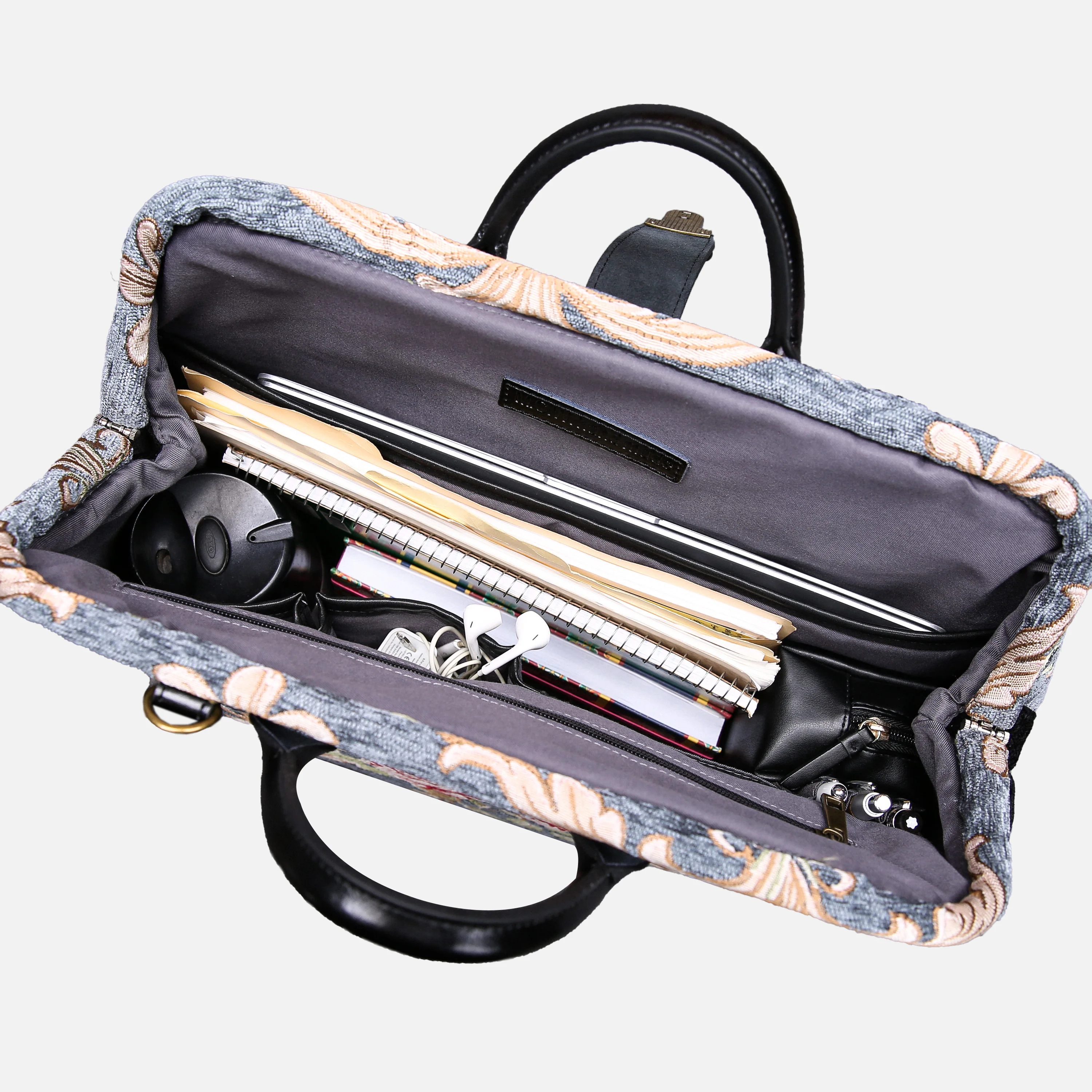 Baroque Garden Grey Laptop Work Bag