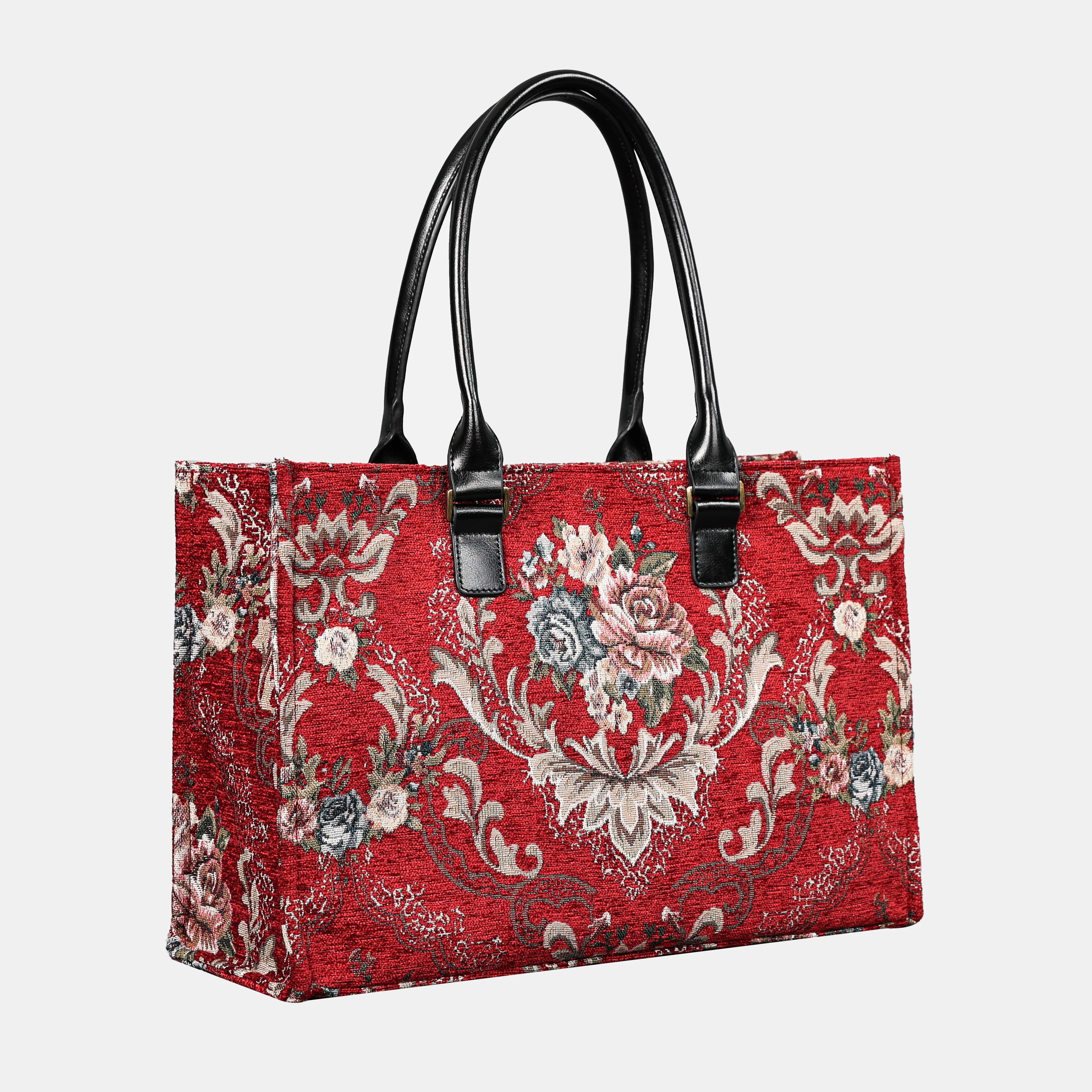 Floral Red Laptop Work Tote