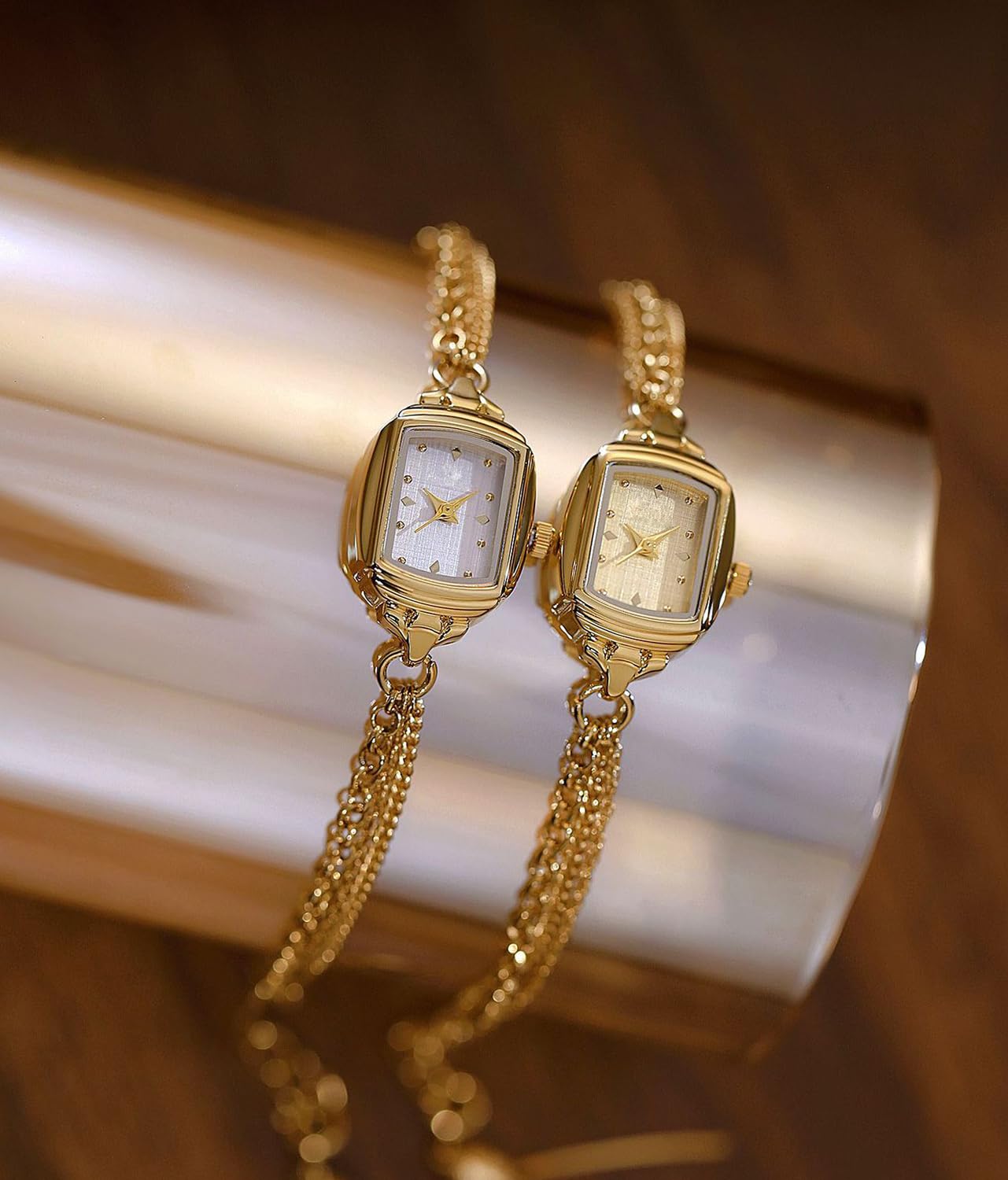 Womens Dainty Rectangle Ultra Thin Waterproof Quartz Watch Ladies Dress Elegant Analog Bracelet Watch