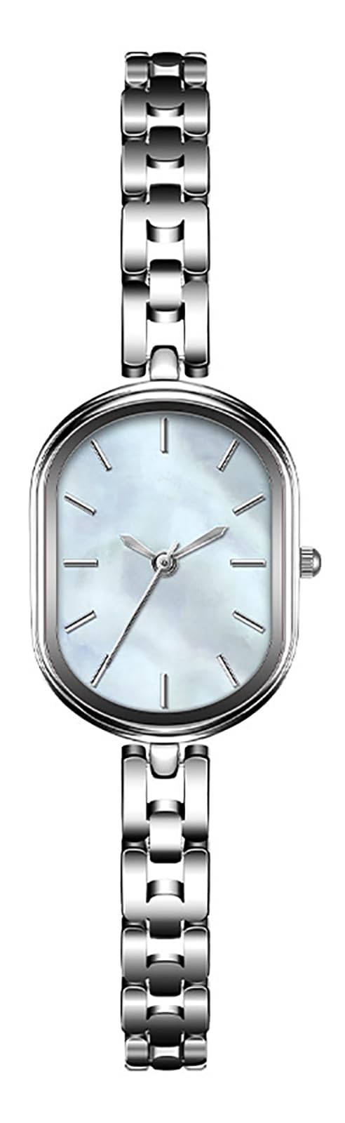 Women's Ultra-Thin Oval Watches Small Face Elegant Silver Watches for Women