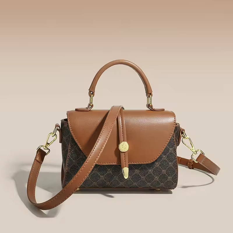 European American Retro Women's High-End Trendy Messenger Bags Light Luxury Printed Autumn Winter Handbags with Zipper Closure