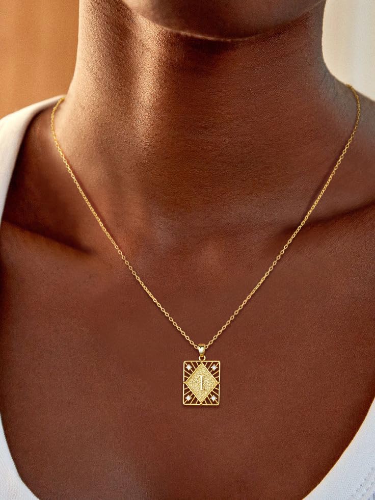 Initial Necklace for Women Dainty Plated Letter Pendant Choker Capital Alhpabets Monogram Name Personalized Charm Chain Necklaces Trendy Jewelry Gift